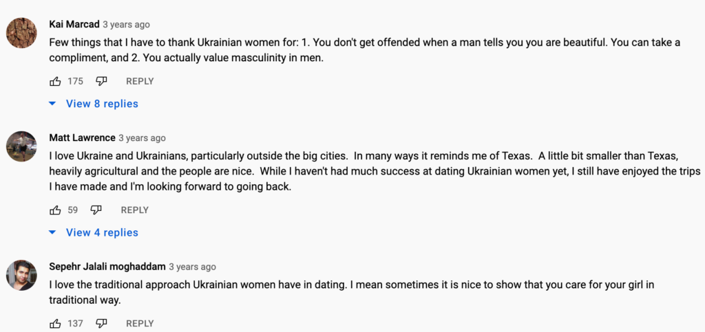 Ecco i commenti sulle spose ucraine sotto il video